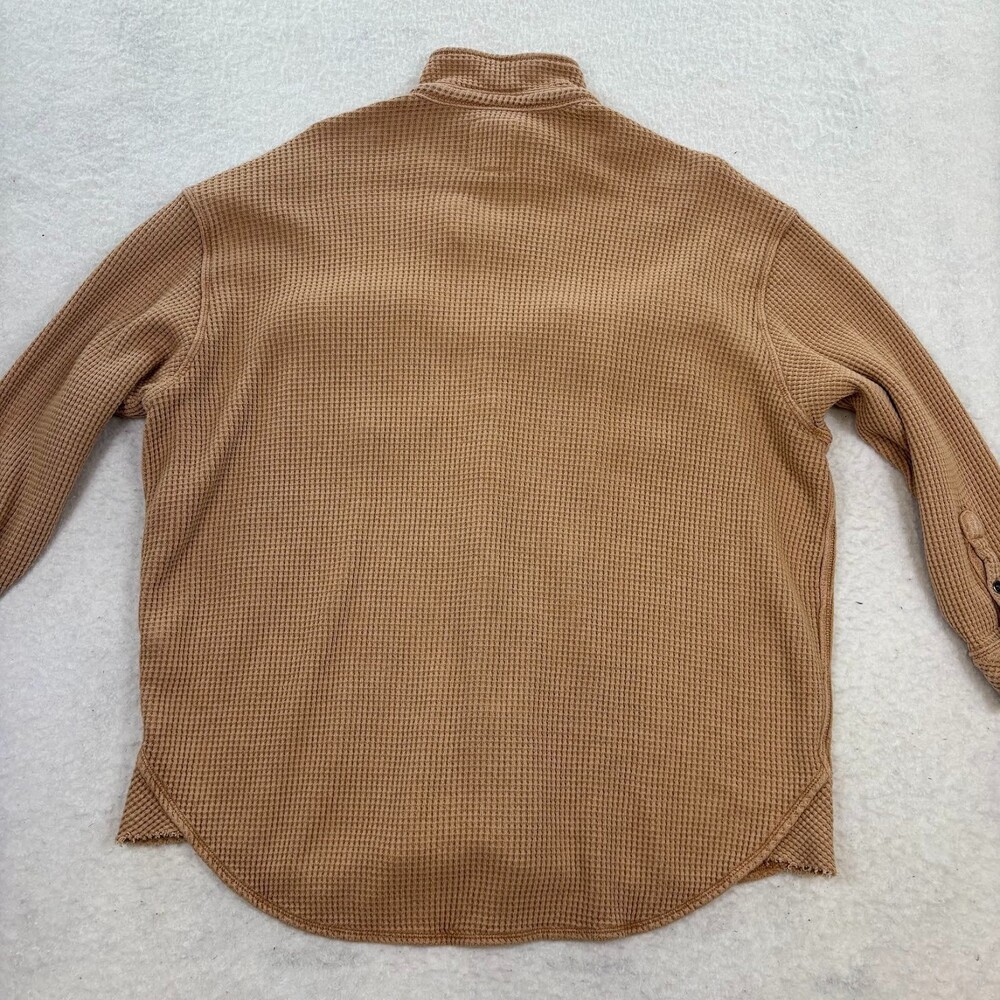 Aerie LumberJane Waffle Shirt in Cappuccino Tan Button Up Oversized Relaxed Sz S - Picture 3 of 8